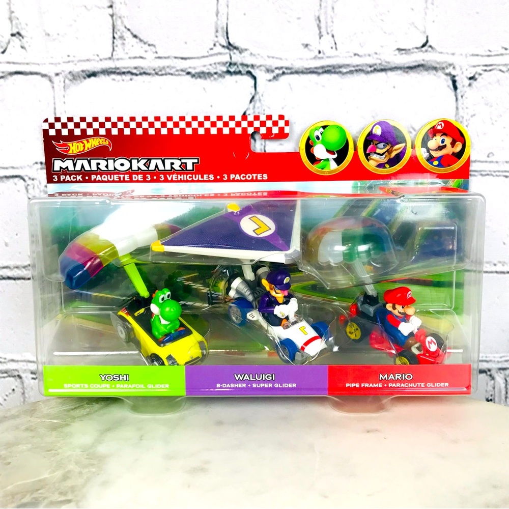 Hot Wheels Mattel Mario Kart 3-Pack Super Mario Nintendo Video Game Car Toys NEW